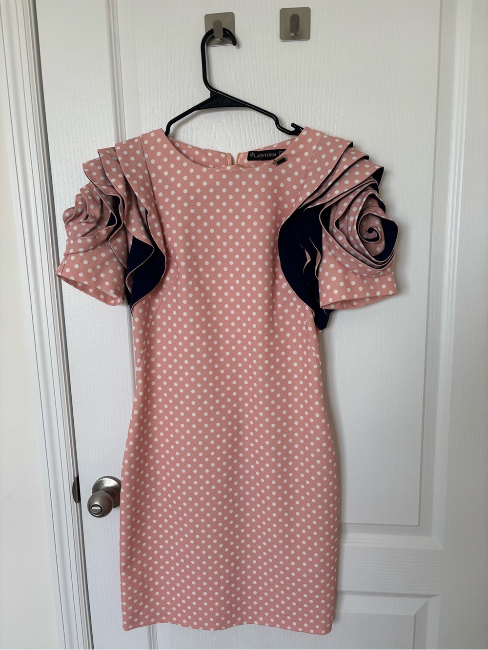 Ladyform Pink Polka Dot Ruffle Sleeve Dress EU 38 US 2–4